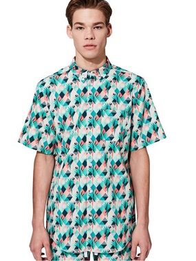 WeSC Oden Tropical Abstract Parrot Button Up Shirt Mens Medium Women’s Large